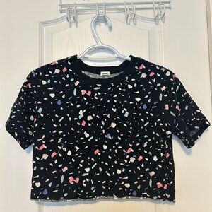Garage Black Crop Top with Colorful Confetti Pattern